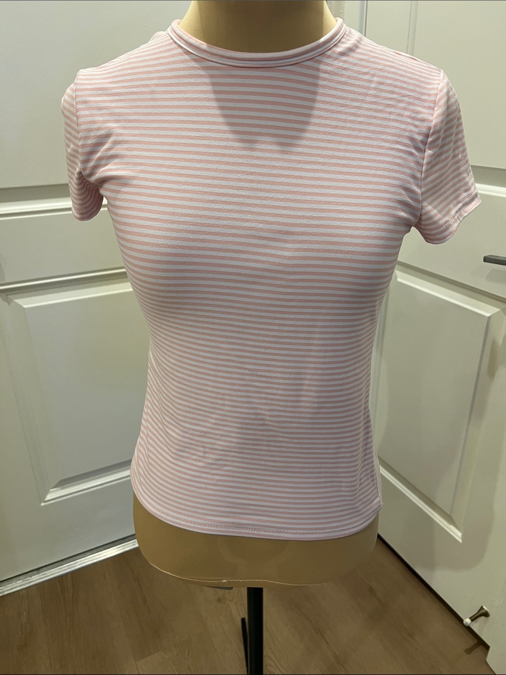 Forever 21 Pink and White Striped Short Sleeve Tee